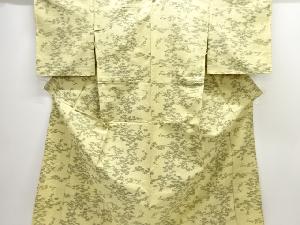 アンティーク　枝花模様織り出し手織り紬単衣着物
